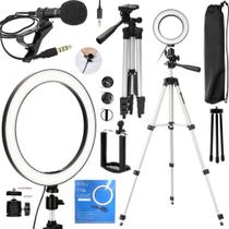 Kit Youtubers Ring Light Anel Led Pedestal Grande Para Gravação Vídeo Acessórios Celular Universal Vlog Fotos Makeup