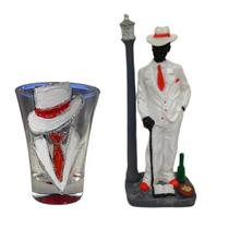 Kit Ze Pelintra Escultura em Resina 18 cm + Copo