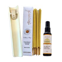 Kit Zen Aromá : Pillow Mist + Incensário + 10 Incensos Naturais