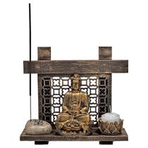 Kit Zen Buda Castiçal Incensário Pedra Esperança Japonesa