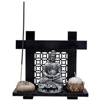 Kit Zen c/ Buda Castiçal Incensário Pedra Japonesa Esperança