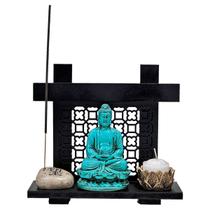 Kit Zen c/ Buda Castiçal Incensário Pedra Japonesa Esperança - M3 Decoração