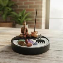 Kit Zen Redondo C/ Buda Hindu e Incensario Miniatura Kit Zen Redondo C/ Buda Hindu e Incensario Miniatura
