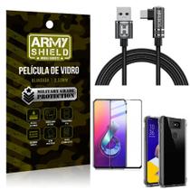 Kit Zenfone 6 ZS630KL Cabo em L Tipo C HS180 + Capinha + Película 3D - Armyshield