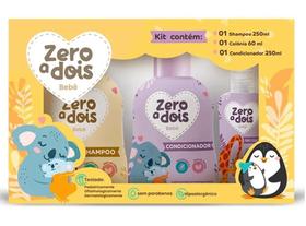 Kit zero a dois bebê hipoalergênico shampoo condicionador e colônia