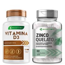 Kit Zinco Quelato 29,59mg + Vitamina D3 2.000UI Dose Máxima
