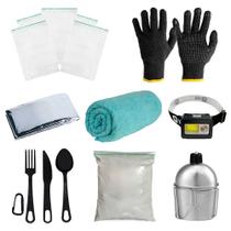 Kit Ziplock + Cal + Talher + manta +cantil +Lanterna +Toalha