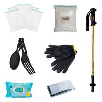 Kit Ziplock + Cal + Talher + Manta + Luva + Lenço + Bastão