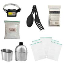 Kit ZipLock +Cal Virgem + Talher + Manta + Cantil + Lanterna