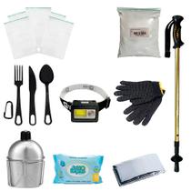 Kit Ziplock + Cantil + Lanterna + Lenço +Bastão + Acessórios