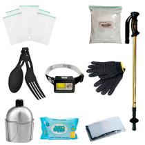 Kit Ziplock + Cantil + Lanterna + Lenço +Bastão + Acessórios