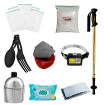 Kit Ziplock + Talher + Lanterna + Toalha +Bastão +Acessórios