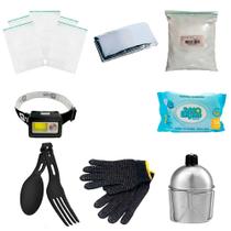 Kit Ziplock + Talher + manta + cantil + acessórios Kit Ziplock + Talher + manta + cantil + acessórios