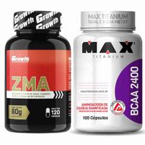 Kit Zma 120 Caps Growth + Bcaa 2400mg 100 Caps Max Titanium - Growth Supplements