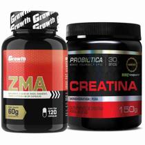 Kit Zma 120 Caps Growth + Creatina 150g Creapure Probiotica