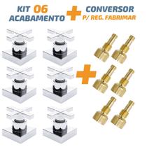 Kit06 Acabamento Cruzeta Cromado 1/2' Ou 3/4 P/ Reg Fabrimar