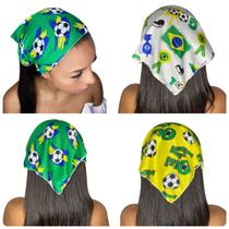 Kit10 Bandana Lenço Cabelo Faixa Touca Copa Brasil Headbanck
