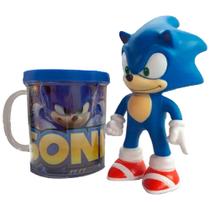 Kit10 BONECO SONIC 16CM FILME MAIS CANECA PERSONALIZADA 350ML
