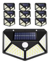 Kit10 Luminária Solar Jardim 100 Led Com Sensor Presença