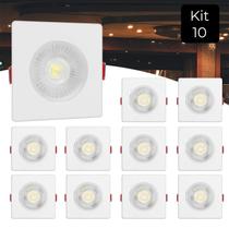 Kit10 Spot Led 5w Dicroica Direcionavel Embutir Quadrado Quente - RY