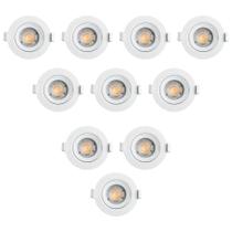 Kit10 Spot LED Embutir Redondo 5w Branco Quente 3000k Bivolt