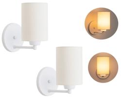 kit2 Arandelas Branca Cúpula Tecido Cru Quarto Cabeceira kit2 Arandelas Branca Cúpula Tecido Cru Quarto Cabeceira