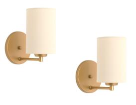 kit2 Arandelas Dourada Cúpula Tecido Cru Quarto Cabeceira. kit2 Arandelas Dourada Cúpula Tecido Cru Quarto Cabeceira.