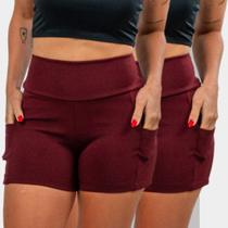 KIT2 Bermuda Feminina Legging pra Atletismo Corrida Academia com Dois Bolso pra Celular Cós alto