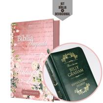 KIT2 - Bíblia Sagrada Letra Gigante Mulher Virtuosa NVI + Devocional 366 Dias De Meditações Na Palavra Com Billy Graham - Pão Diário