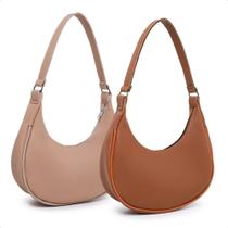 Kit2 Bolsas Via Livre Meia Lua Feminina Lisa