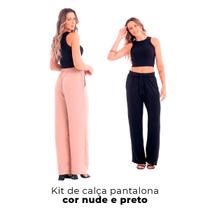 Kit2 Calcas Pantalona Feminina Cores Preto E Nude