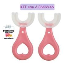 KIT2 Escova de dente macia em forma de U 360 graus para crianças, bebê infantil.