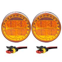 KIT2 Lanterna Traseira Ônibus Caminhão 70mm 4 Led +conector