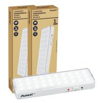 Kit2 Luminária Emergência Barra 30 Leds 2w 110v/220v 180lm 6000k - Avant