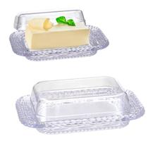 Kit2 Manteigueira Acrílico Cristal Retangular Porta Manteiga