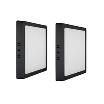 Kit2 Painel LED Sobrepor 18W 21x21 Preto Galaxy Plafon Moderno Residencia Comercio Quadrado