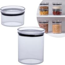Kit2 Potes Redondo Hermético Lumini Porta Alimentos 480ML/1L