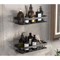 KIT2 Suporte de Banheiro Porta Shampoo Prateleira Organizador Sem Furo Com Adesivo Box