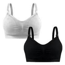 Kit2 Sutia Amamentação Reforçado Lingerie Roupa Maternidade COR:PRETO-ROSETAMANHO:GG