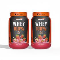 Kit2 whey protein 100% 21g proteina morango pote 900g