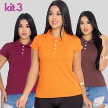 Kit3 Camisa Polo Feminina Ótimo Acabamento Tecido Piquet