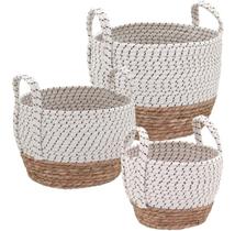 Kit3 cesta decorativa organizadora multiuso kigali fibra branco