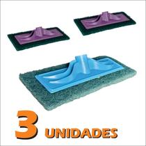 Kit3 Esponja Limpeza Pesada Esfregão Abrasivo p/Pisos S/Cabo