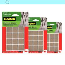Kit3 Feltro Adesivo Cadeira Sofá Quadrado Scotch 3M 25Mm 12U