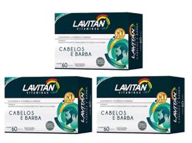 Kit3 Lavitan Cabelos/Barba 60 Cap Vitaminas P/Homens Biotina