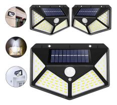 Kit3 Luminária Solar Jardim 100 Led Com Sensor Presença