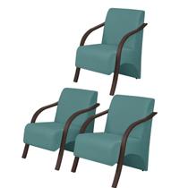 Kit3 Poltronas Decorativas Vênus 1 Lugar Braço Pé Madeira D Salla Suede