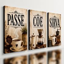 Kit3 Quadro Decorativo Cantinho do Café Cozinha Copa Gourmet Cafeteria e4 40x28cm