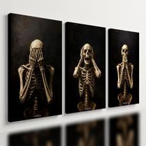 Kit3 Quadro Decorativo Caveira Esqueleto Dark Moderno Gótico Kit3 Quadro Decorativo Caveira Esqueleto Dark Moderno Gótico