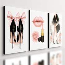 Kit3 Quadro Decorativo Fashion Mulher Moda Quarto Casa Loja Qualidade Premium Moderno 40x28cm